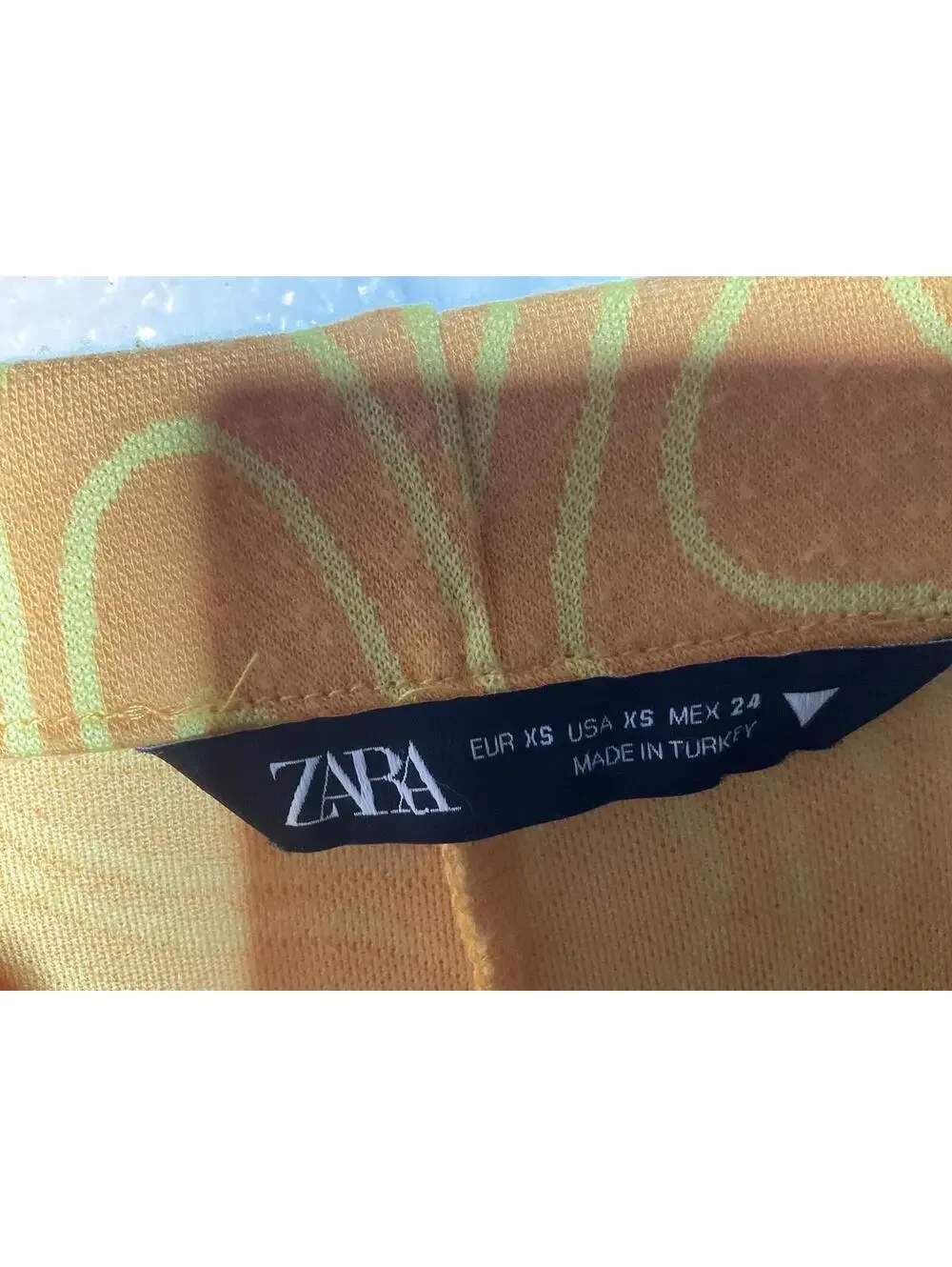< Zara Orange/Yellow Abstract Retro Tie Waist Midi Skirt XS > - Picture 3 of 4
